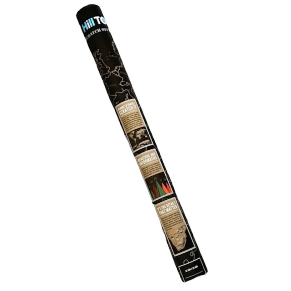 Hill Top Deluxe Scratch Off World Map Poster – Tracks Where You Have Been NWT